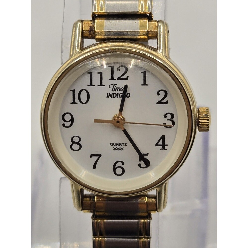 Timex Indiglo Womens Watch 23mm Gold Tone Stretch Band Watch New Battery